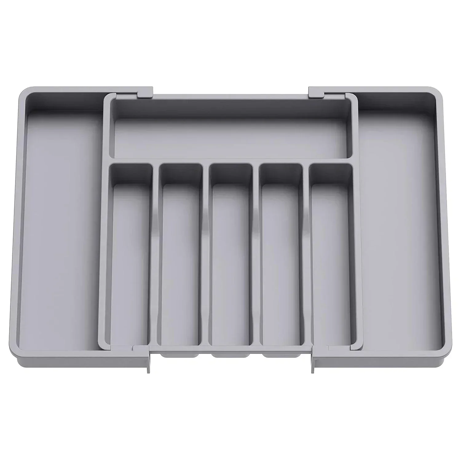 Upgraded Plastic Storage Tray, New Adjustable Cutlery Organizer, Cutlery Drawer Organizer with Compartment Slots