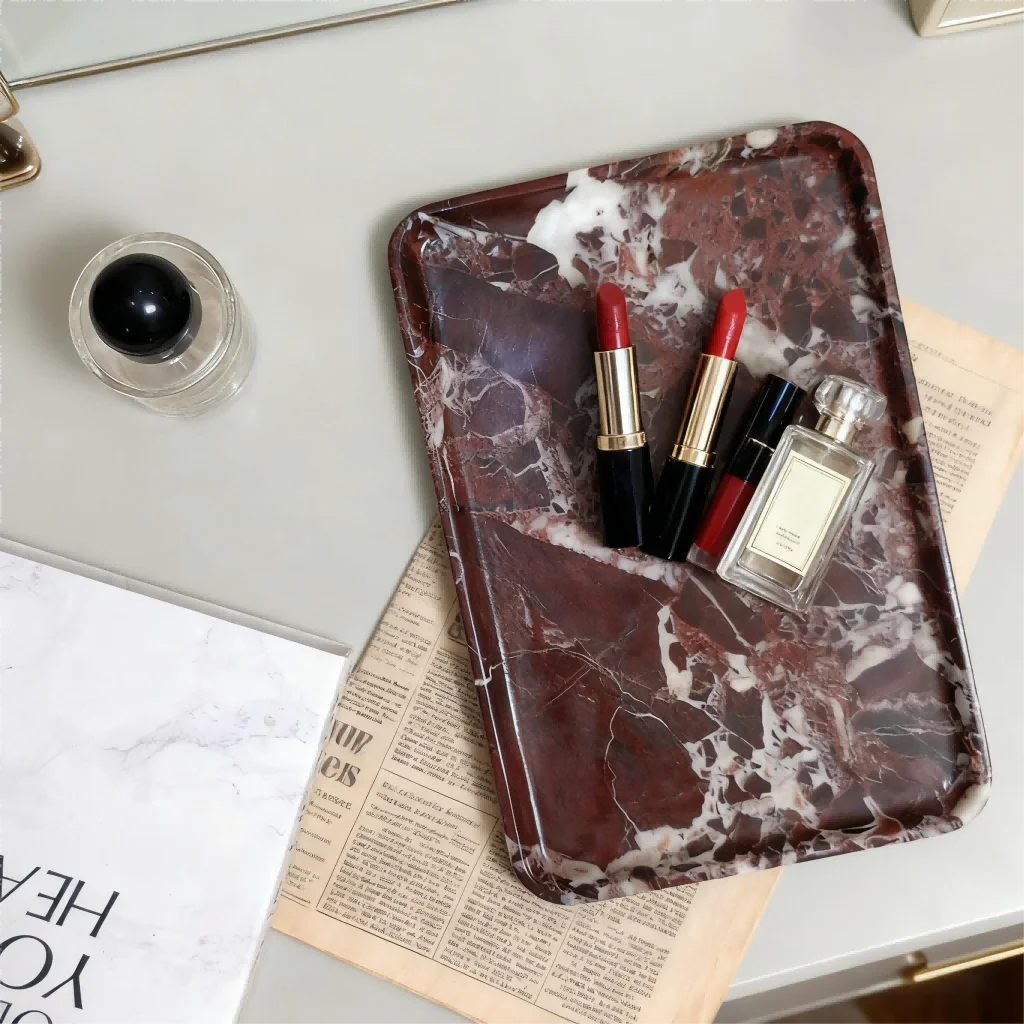 Rosa Levanto Luxurious Marble Vanity Tray, Natural Stone Rectangular Storage for Bathroom, Kitchen, Dresser & Home Decor