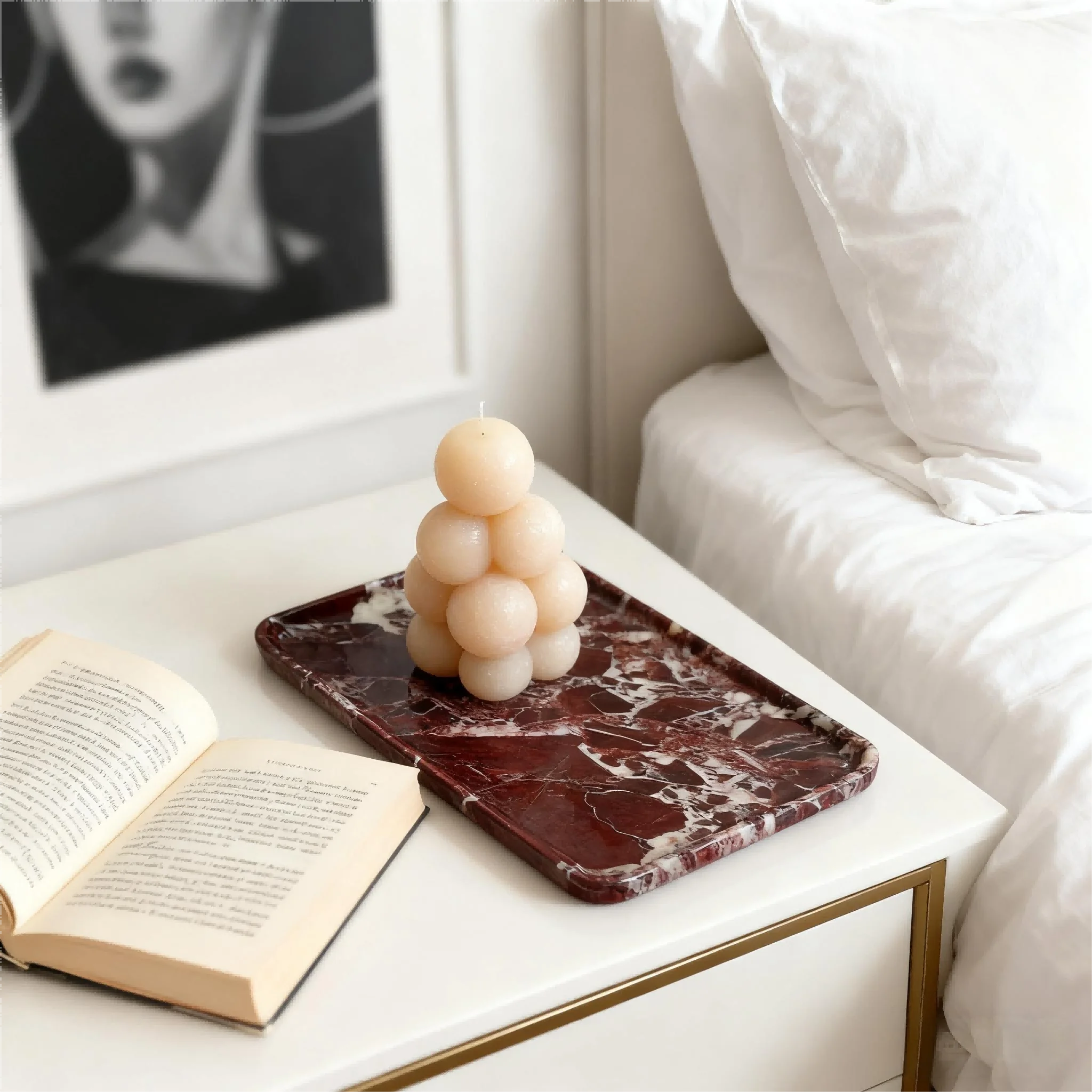 Rosa Levanto Luxurious Marble Vanity Tray, Natural Stone Rectangular Storage for Bathroom, Kitchen, Dresser & Home Decor