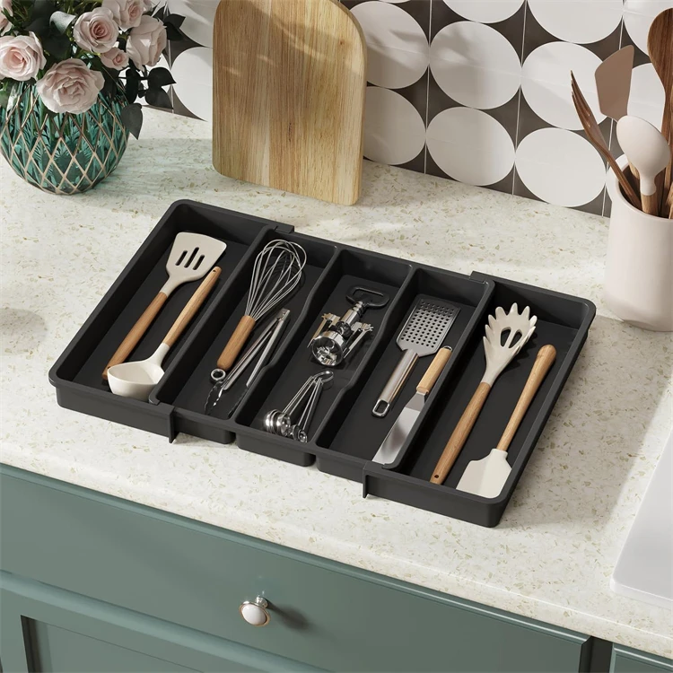 Expandable Utensil Organizer for Kitchen Drawers Large Silverware Drawer Organizer Divider Adjustable Cooking Utensil Tray