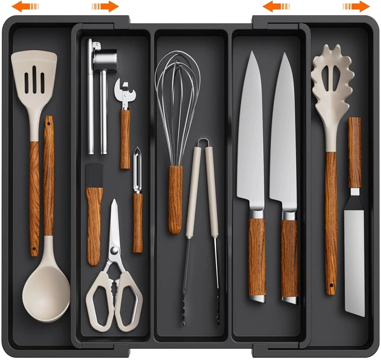 Expandable Utensil Organizer for Kitchen Drawers Large Silverware Drawer Organizer Divider Adjustable Cooking Utensil Tray