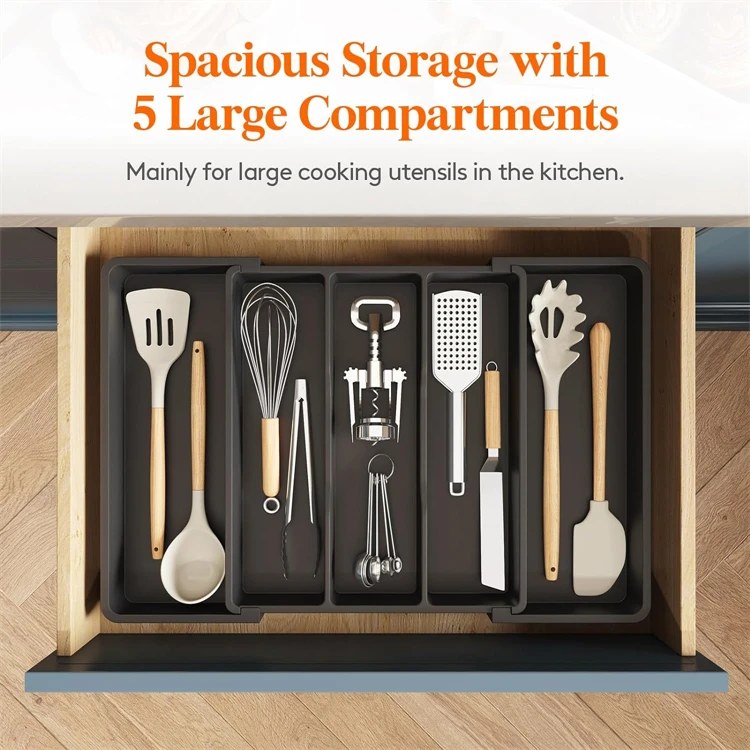 Expandable Utensil Organizer for Kitchen Drawers Large Silverware Drawer Organizer Divider Adjustable Cooking Utensil Tray
