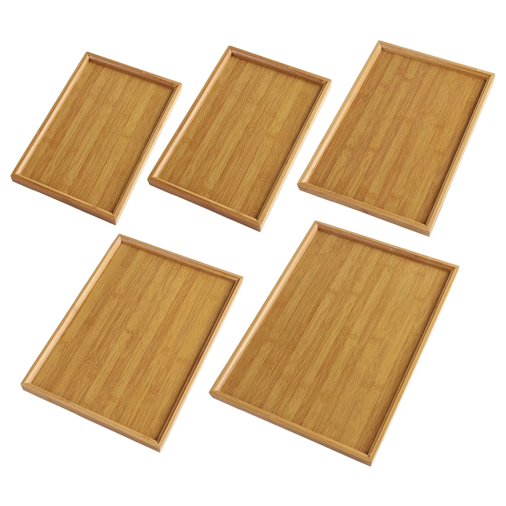 1PCS Rectangular Serving Tray Tableware Food Tray For Kitchen Party Tea Bar Bamboo Wood Pallets Flat Plate Kitchen Utensils
