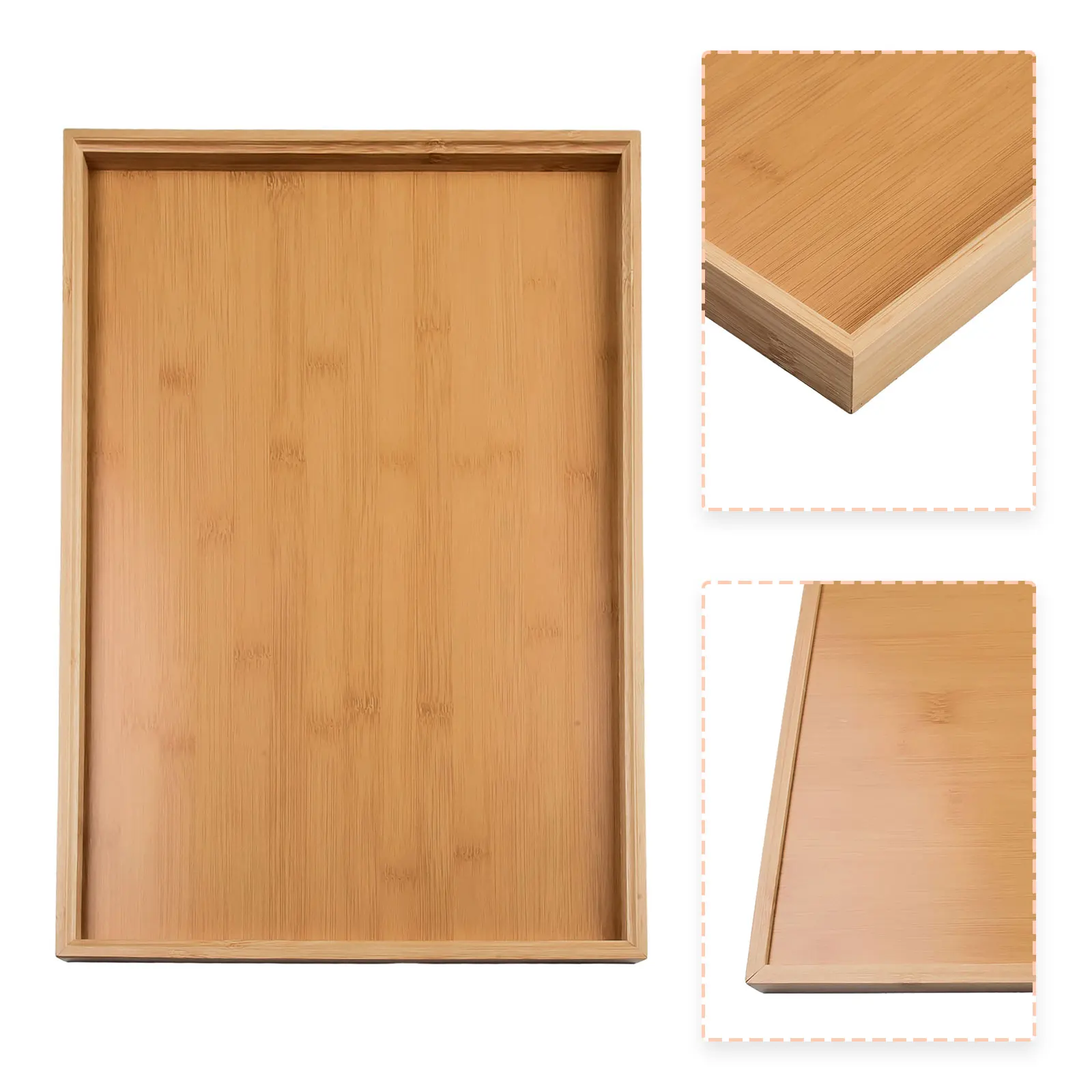 1PCS Rectangular Serving Tray Tableware Food Tray For Kitchen Party Tea Bar Bamboo Wood Pallets Flat Plate Kitchen Utensils