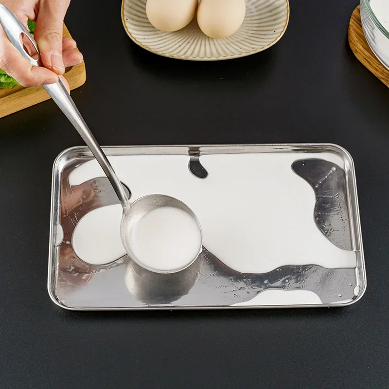 Rice Noodle Roll Plate, Stainless Steel Rectangular Tray, Kitchen Steaming Plate, Thickened Shallow Plate Square Plate, Barbecue