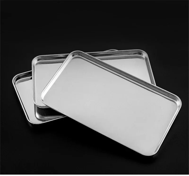 Rice Noodle Roll Plate, Stainless Steel Rectangular Tray, Kitchen Steaming Plate, Thickened Shallow Plate Square Plate, Barbecue