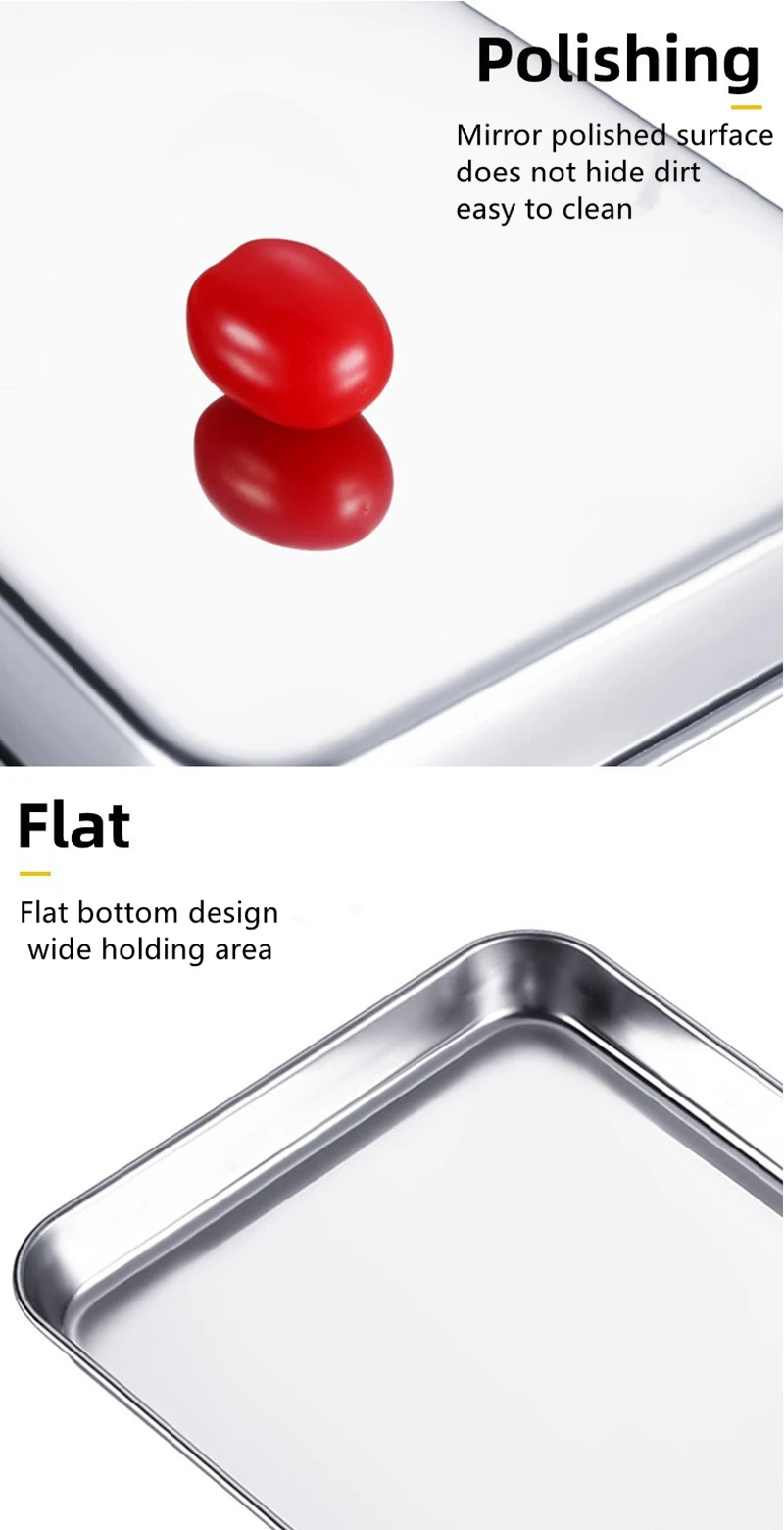 Rice Noodle Roll Plate, Stainless Steel Rectangular Tray, Kitchen Steaming Plate, Thickened Shallow Plate Square Plate, Barbecue