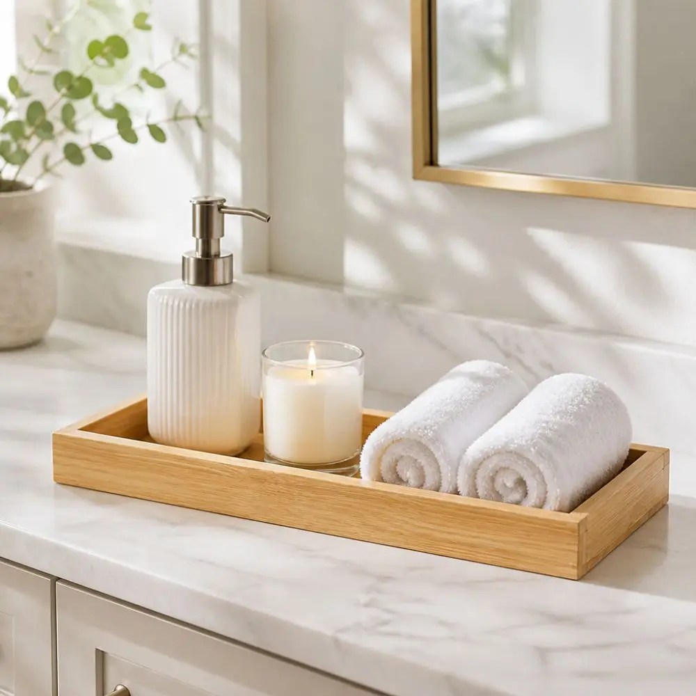 New Multi Use Serving Tray Japanese Style Rectangle Bathroom Counter Tray Decorative Tray Bathroom