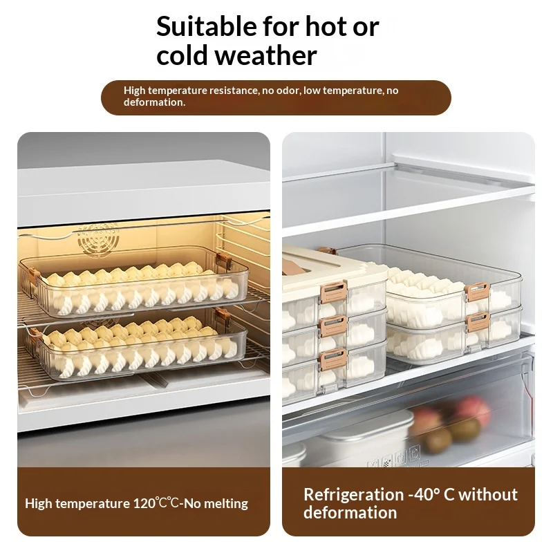 Transparent Dumpling Storage Box Airtight Refrigerator Freezer Container for Home Kitchen Organization Space Saving Design