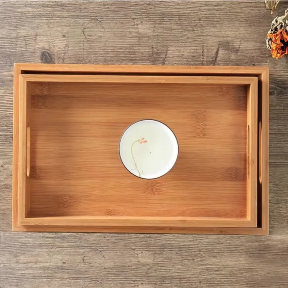 New Rectangular Storage Tray household Solid Wood Tea Tray Bamboo Water Cup Plate Dried Fruit
