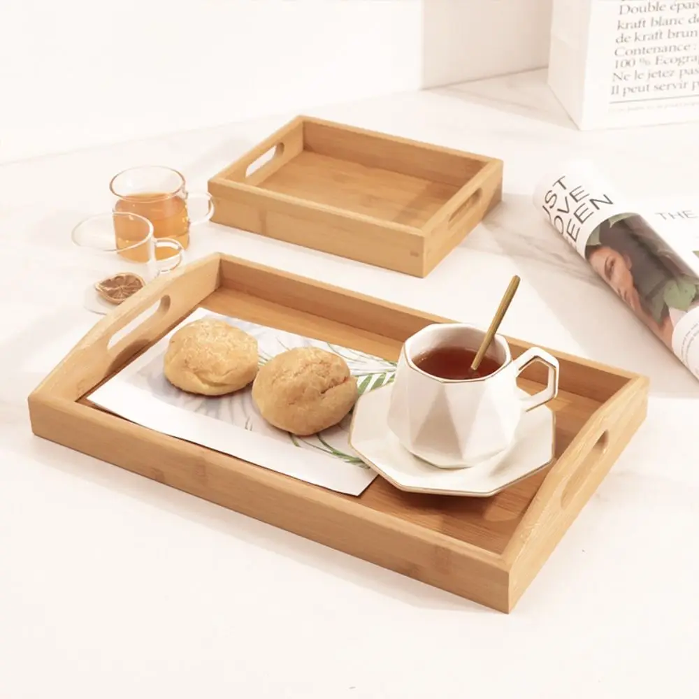 New Rectangular Storage Tray household Solid Wood Tea Tray Bamboo Water Cup Plate Dried Fruit