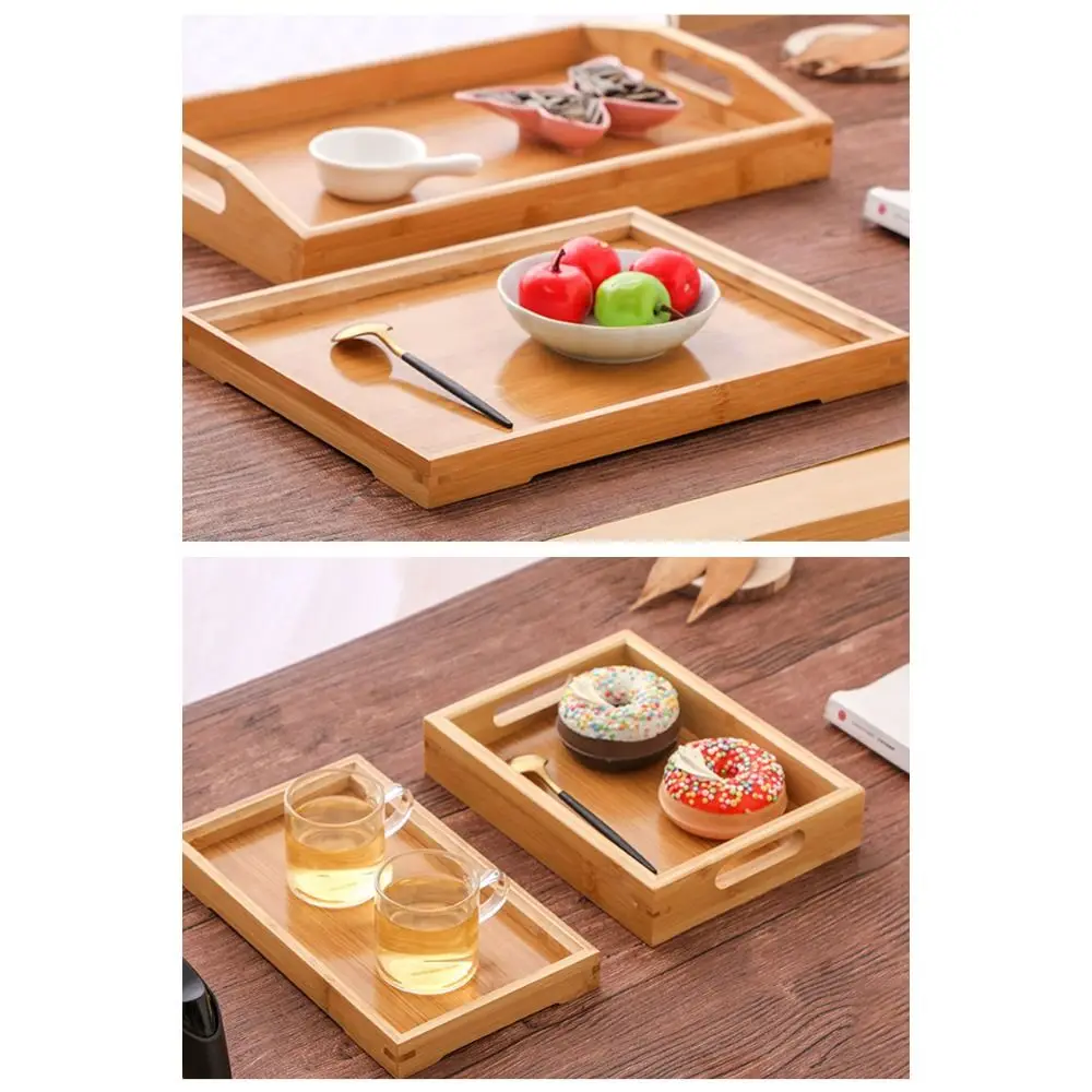 New Rectangular Storage Tray household Solid Wood Tea Tray Bamboo Water Cup Plate Dried Fruit