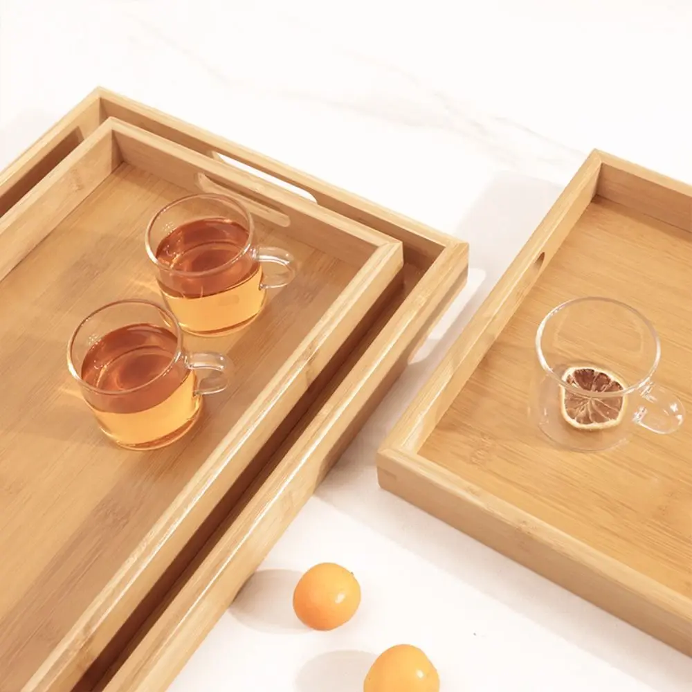 New Rectangular Storage Tray household Solid Wood Tea Tray Bamboo Water Cup Plate Dried Fruit