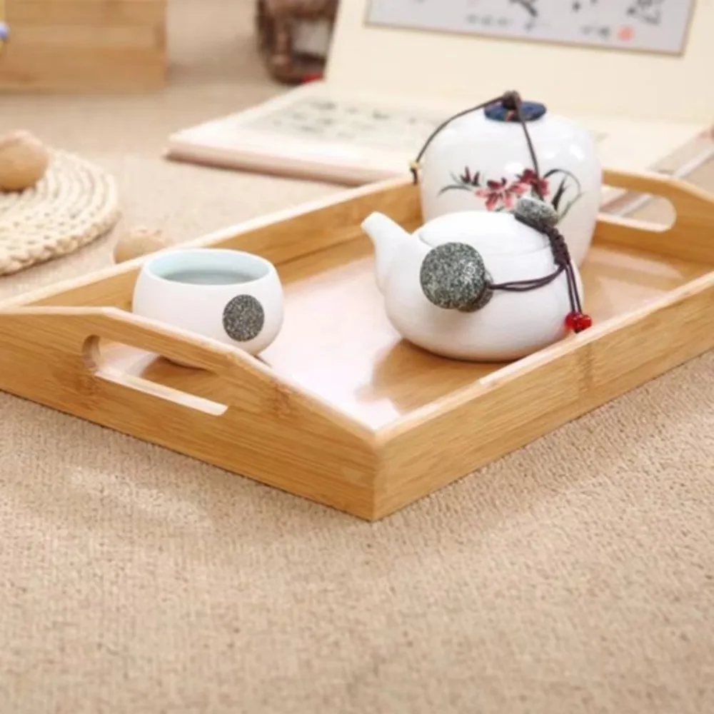 New Rectangular Storage Tray household Solid Wood Tea Tray Bamboo Water Cup Plate Dried Fruit