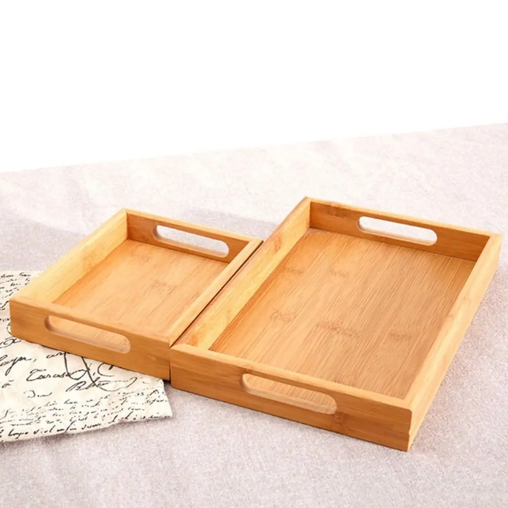 New Rectangular Storage Tray household Solid Wood Tea Tray Bamboo Water Cup Plate Dried Fruit