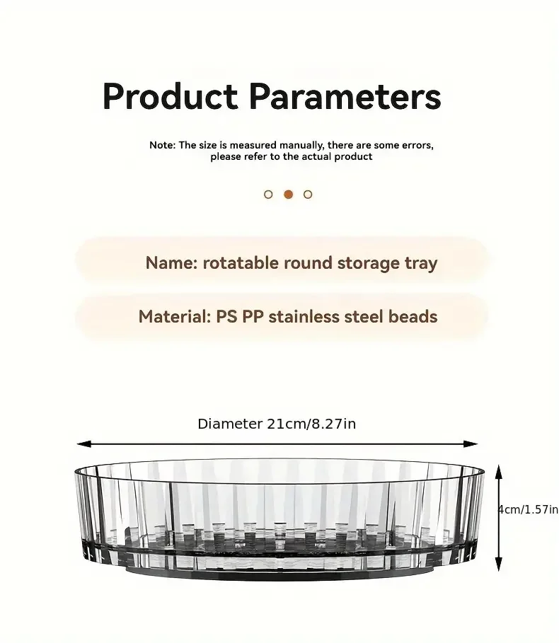 1pc Rotating Tray Spice Rack Pantry Cabinet Turntable With Base Storage Bin Kitchen Organizer For Seasoning Cosmetic Storage Box