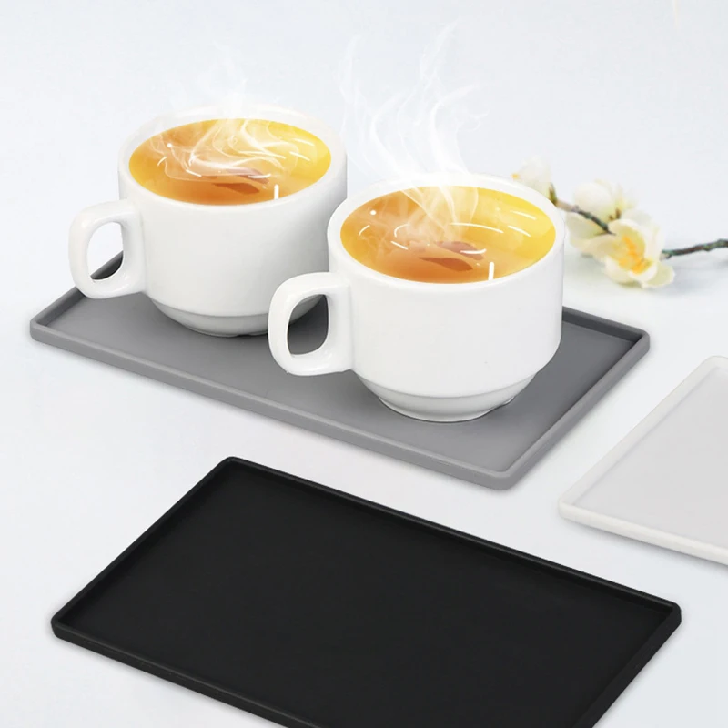 200mm Silicone Plastic Flat Tray Square Anti-slip Twistable Stand Mobile Holder Bathroom Soap Tray Coffee Tea Cutlery Holder