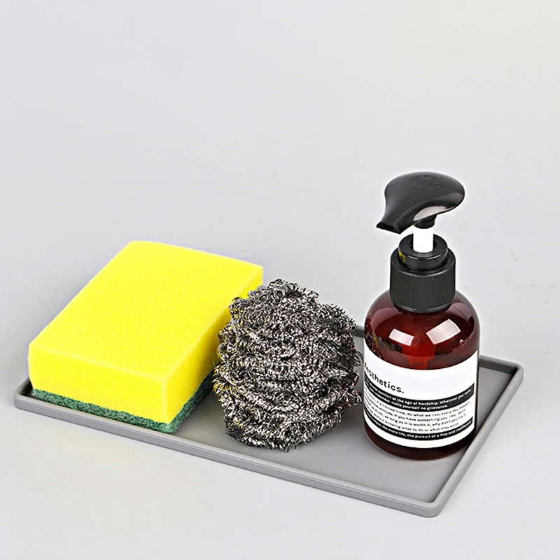 200mm Silicone Plastic Flat Tray Square Anti-slip Twistable Stand Mobile Holder Bathroom Soap Tray Coffee Tea Cutlery Holder