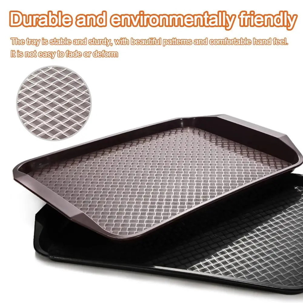 New 43*30cm Tray Plastic Rectangular Food Serving Tray Non-Slip Fast Food Tray