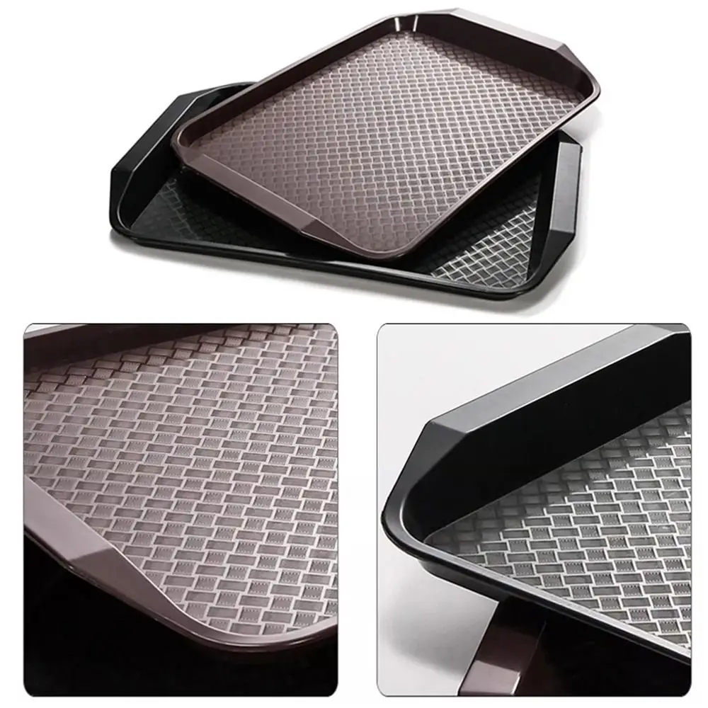 New 43*30cm Tray Plastic Rectangular Food Serving Tray Non-Slip Fast Food Tray