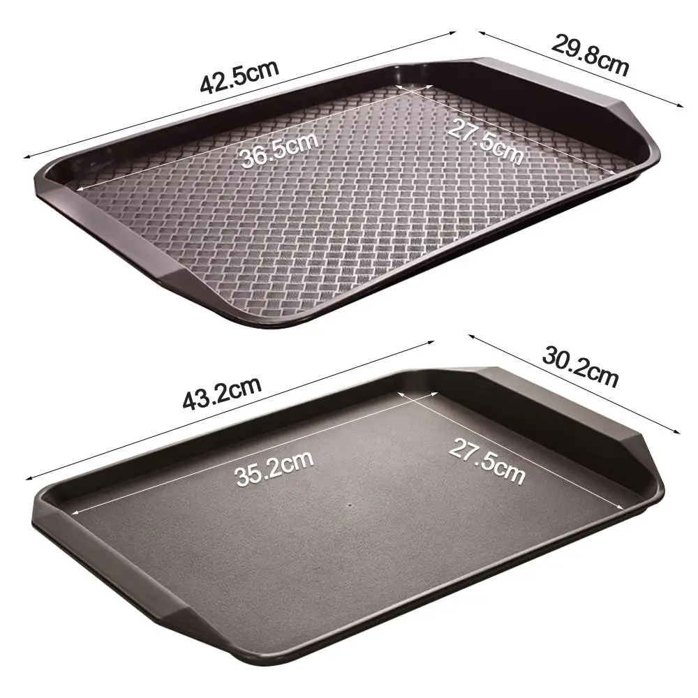 New 43*30cm Tray Plastic Rectangular Food Serving Tray Non-Slip Fast Food Tray