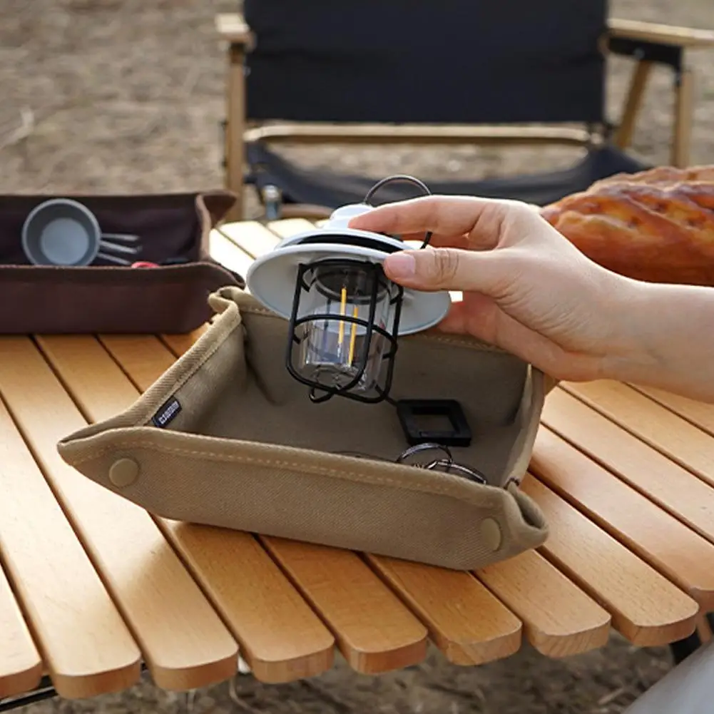 1pc Portable Camping Organizer Tray Home Travel Desktop Storage Tray For Tools Key Small Items Storage Box Foldable Outdoor Tray
