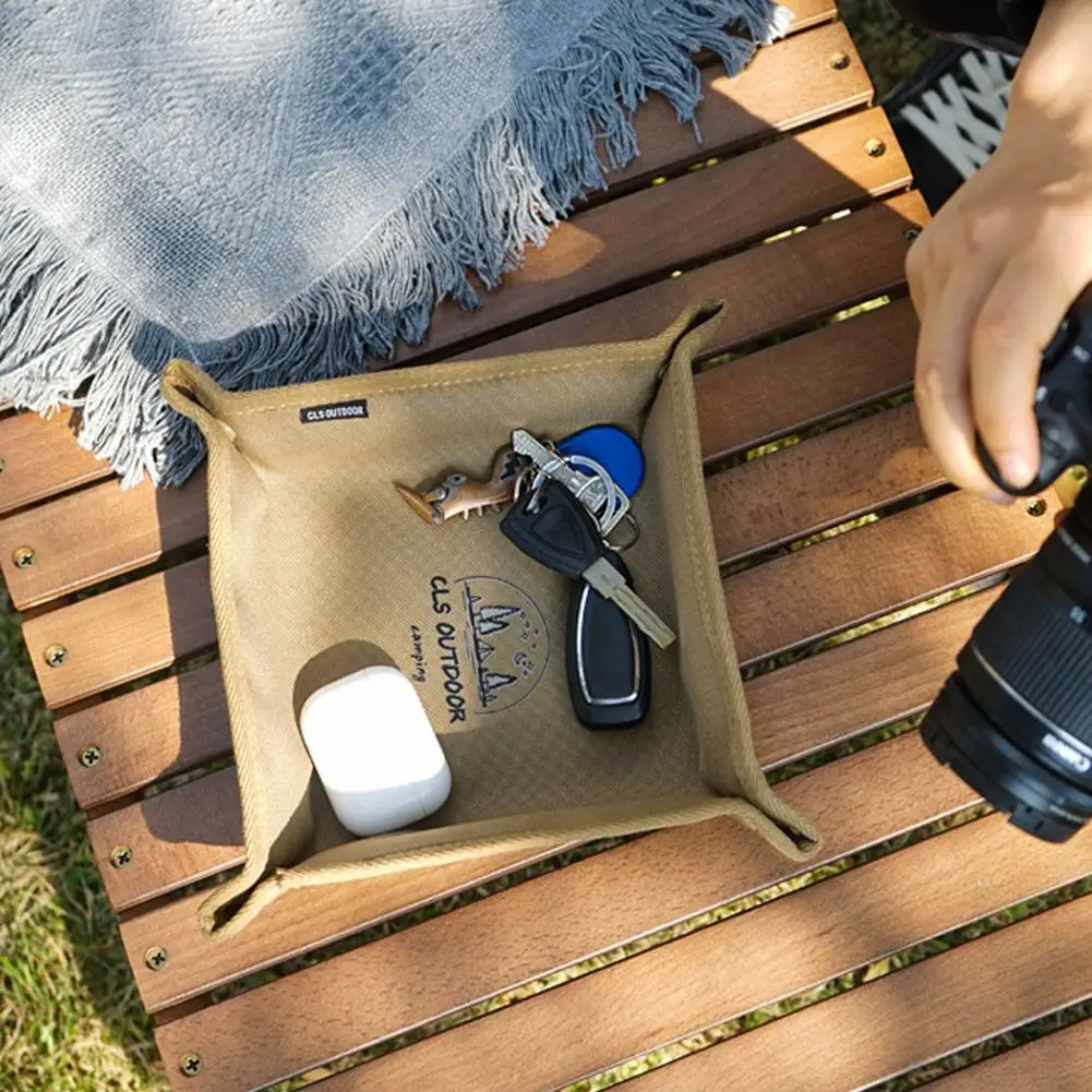 1pc Portable Camping Organizer Tray Home Travel Desktop Storage Tray For Tools Key Small Items Storage Box Foldable Outdoor Tray