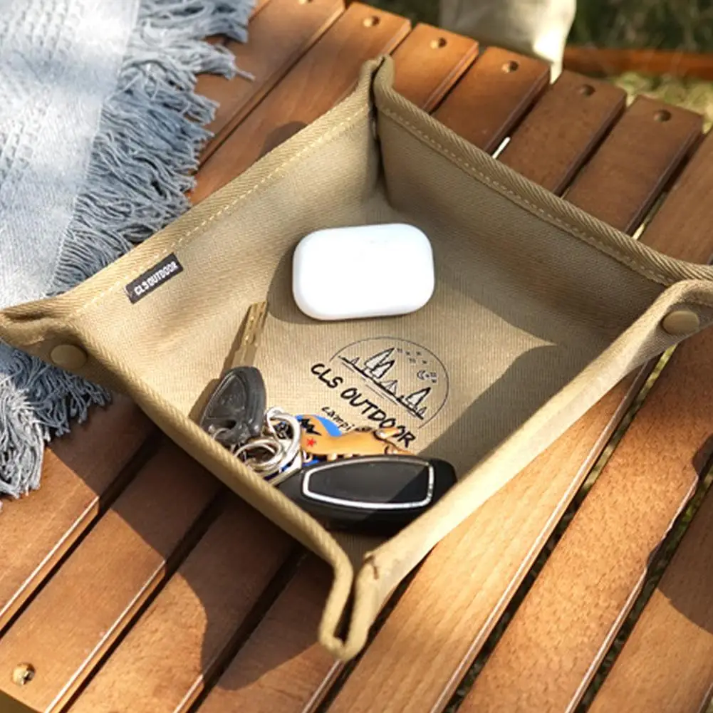 1pc Portable Camping Organizer Tray Home Travel Desktop Storage Tray For Tools Key Small Items Storage Box Foldable Outdoor Tray