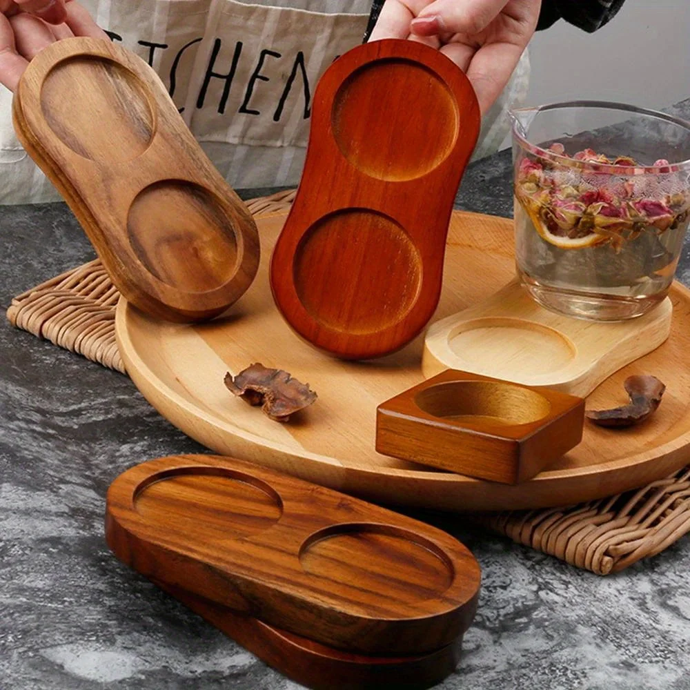 1Pc Tea Tray Salt Pepper Shaker Stand Kitchen Storage Holder Wood Pot Tray for Home Use