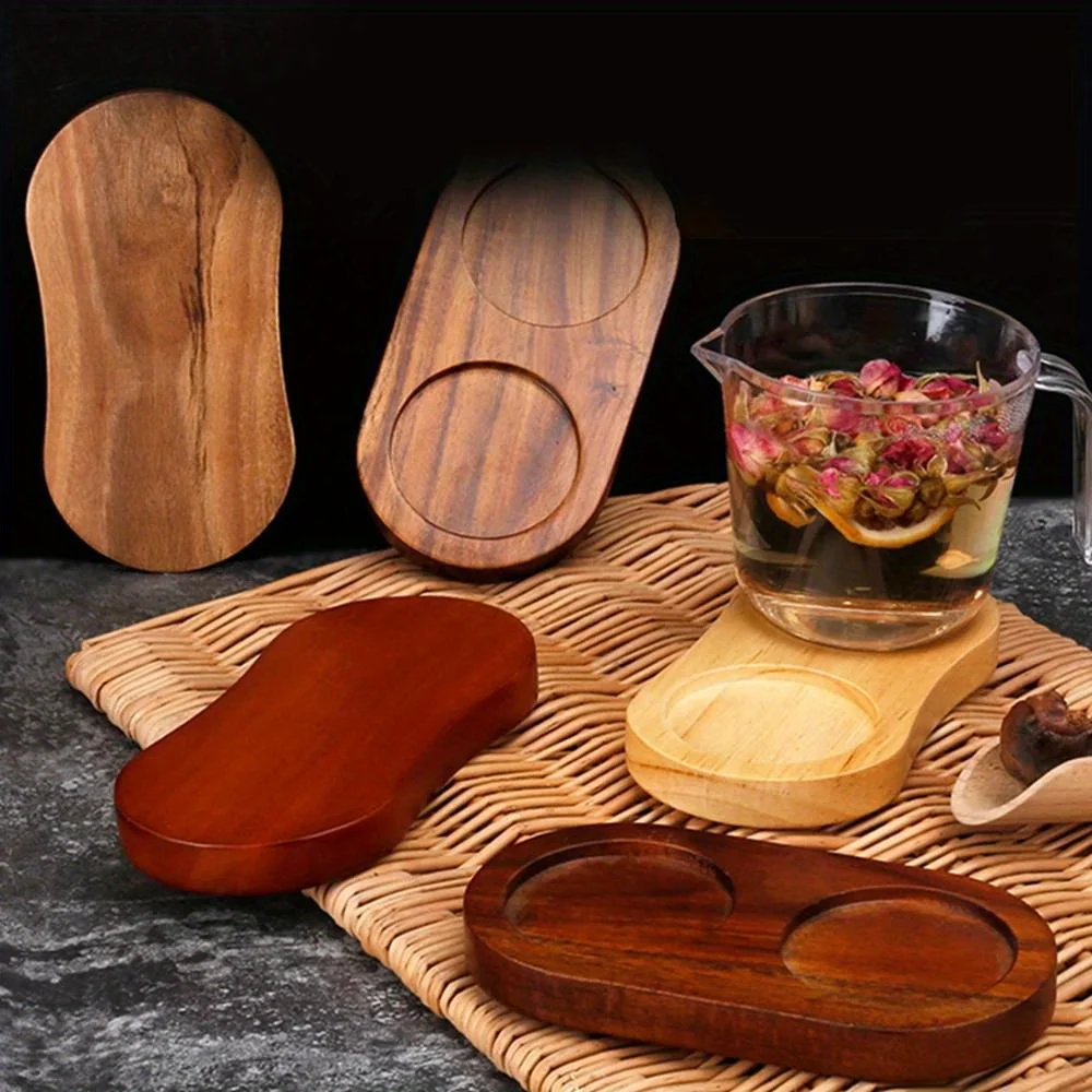1Pc Tea Tray Salt Pepper Shaker Stand Kitchen Storage Holder Wood Pot Tray for Home Use