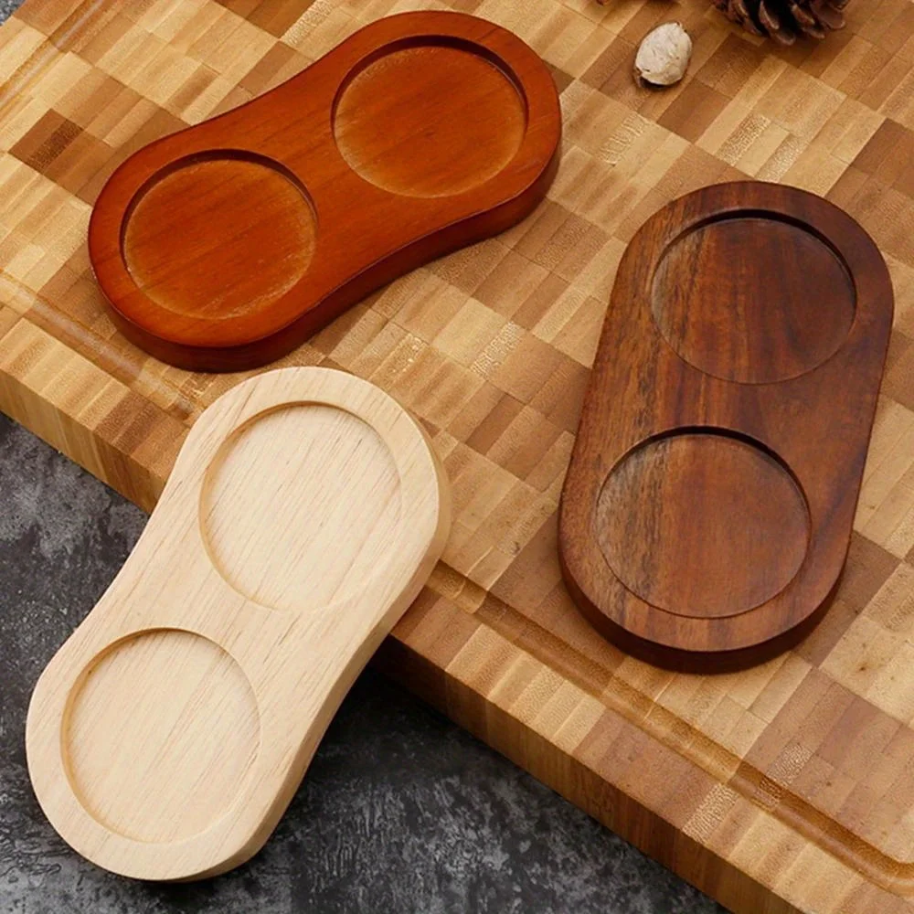 1Pc Tea Tray Salt Pepper Shaker Stand Kitchen Storage Holder Wood Pot Tray for Home Use