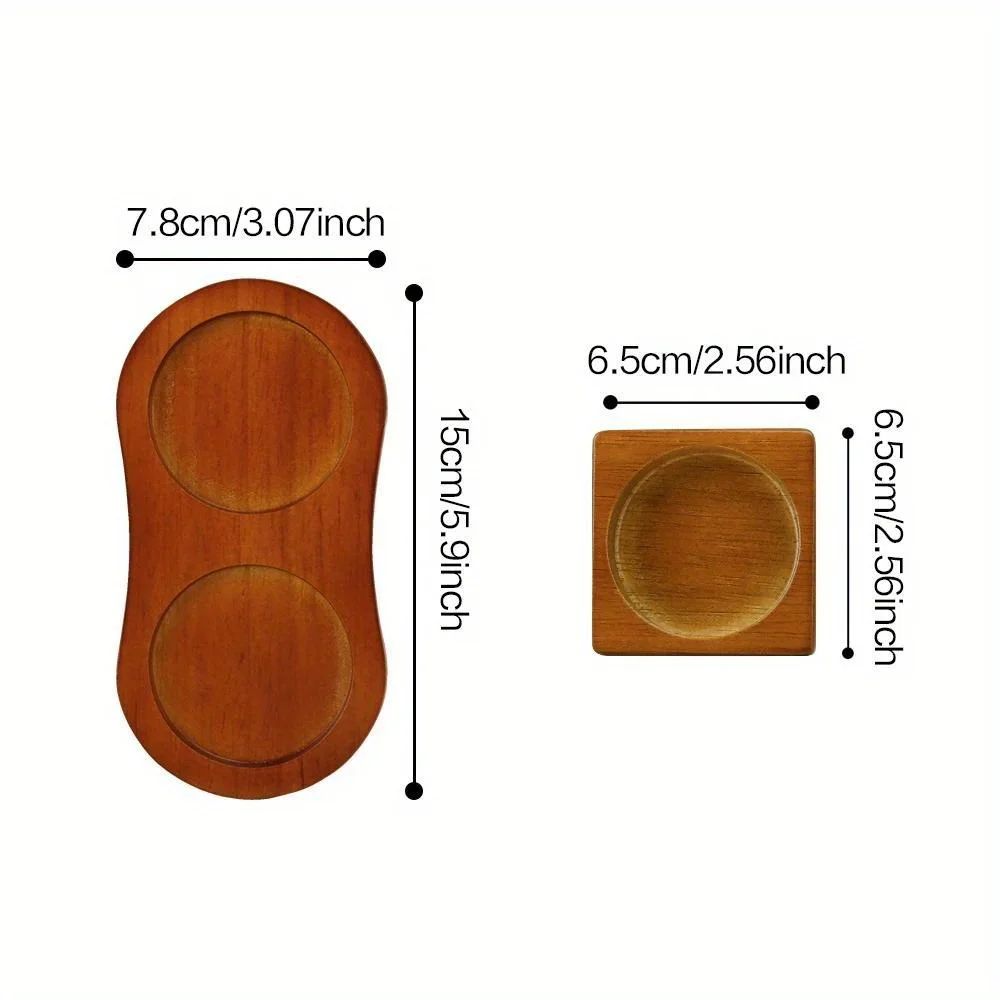 1Pc Tea Tray Salt Pepper Shaker Stand Kitchen Storage Holder Wood Pot Tray for Home Use