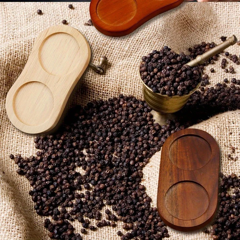 1Pc Tea Tray Salt Pepper Shaker Stand Kitchen Storage Holder Wood Pot Tray for Home Use