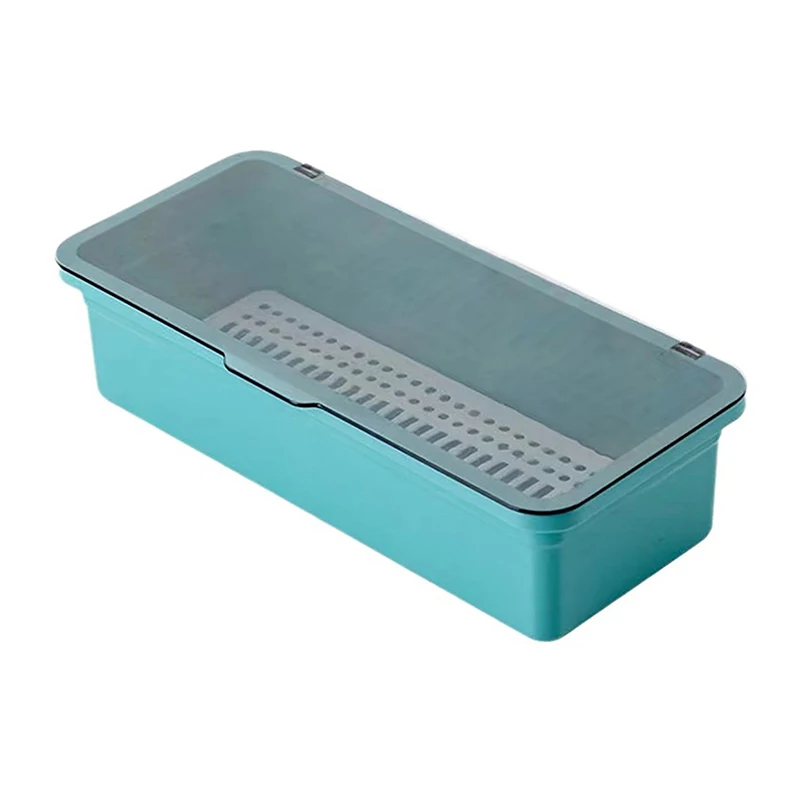 Cutlery Storage Tray Holder Tableware Organizer Spoon Fork Storage Box Plastic Container Cutlery Rack With Lid And Drainer