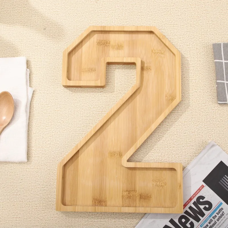 Wooden Digital Tray Home Party Birthday Party Decoration Dessert Plate Fruit Vegetable Cheese Platter Kitchen Cooked Food Plate