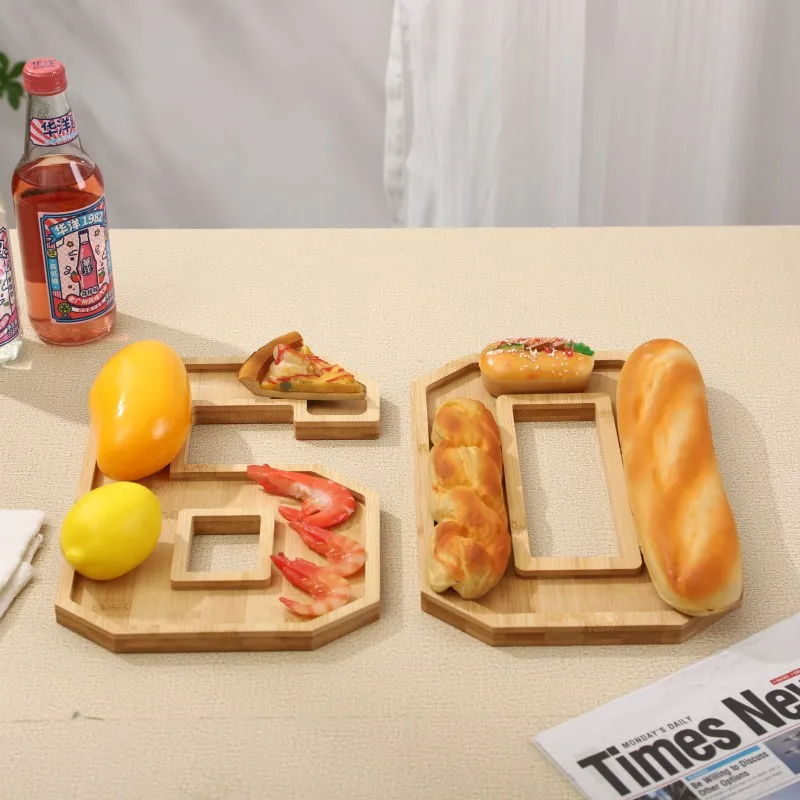 Wooden Digital Tray Home Party Birthday Party Decoration Dessert Plate Fruit Vegetable Cheese Platter Kitchen Cooked Food Plate