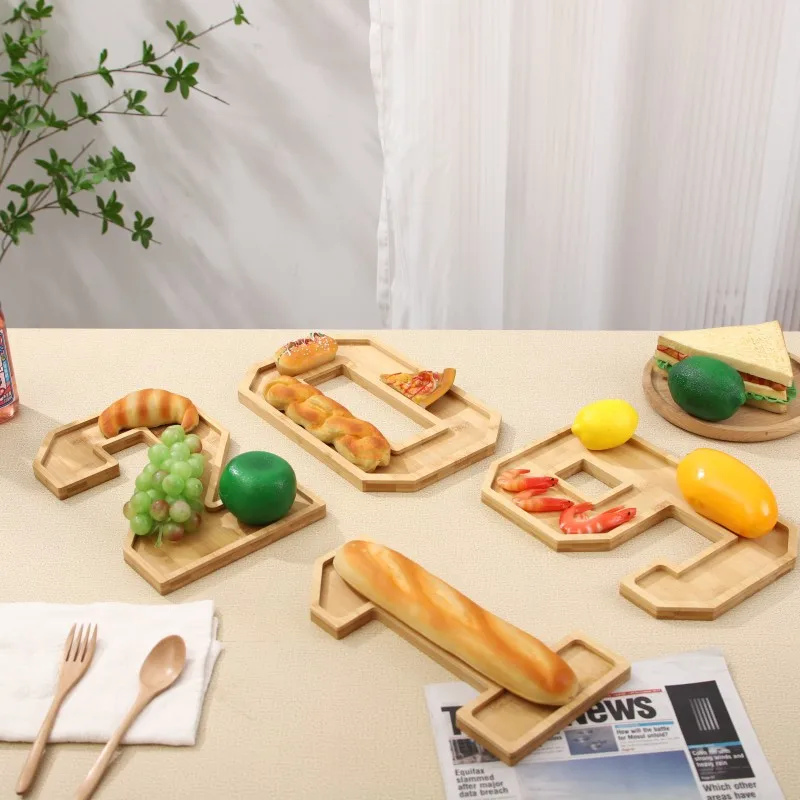 Wooden Digital Tray Home Party Birthday Party Decoration Dessert Plate Fruit Vegetable Cheese Platter Kitchen Cooked Food Plate