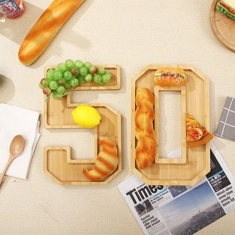 Wooden Digital Tray Home Party Birthday Party Decoration Dessert Plate Fruit Vegetable Cheese Platter Kitchen Cooked Food Plate
