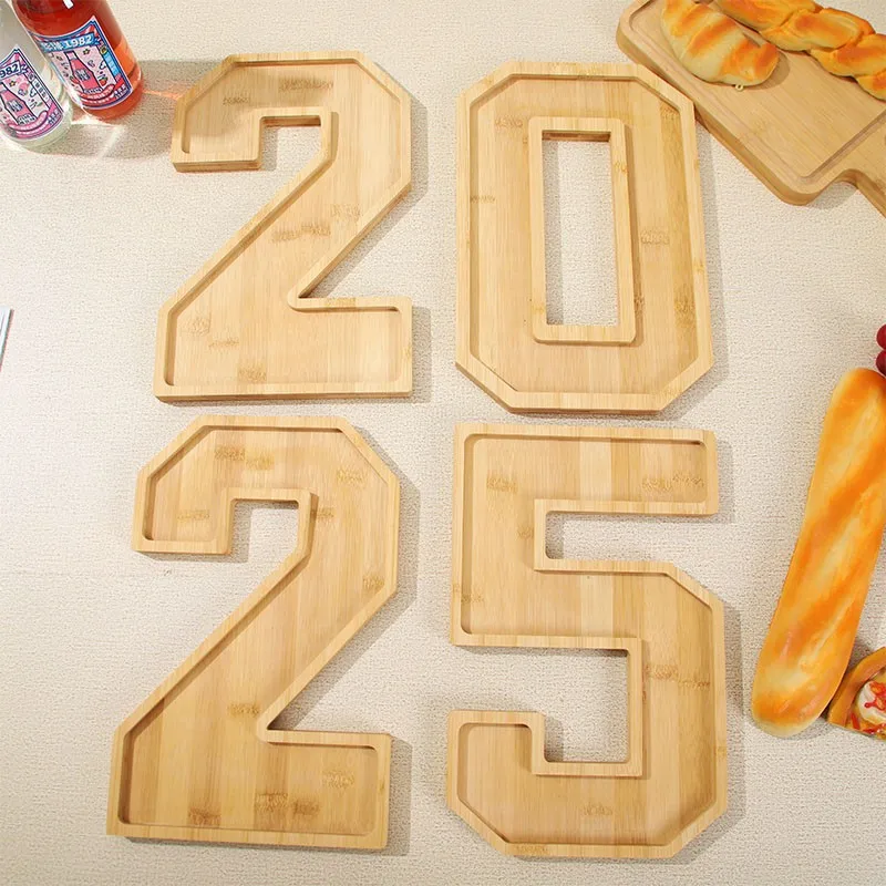 Wooden Digital Tray Home Party Birthday Party Decoration Dessert Plate Fruit Vegetable Cheese Platter Kitchen Cooked Food Plate