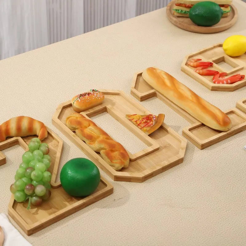 Wooden Digital Tray Home Party Birthday Party Decoration Dessert Plate Fruit Vegetable Cheese Platter Kitchen Cooked Food Plate
