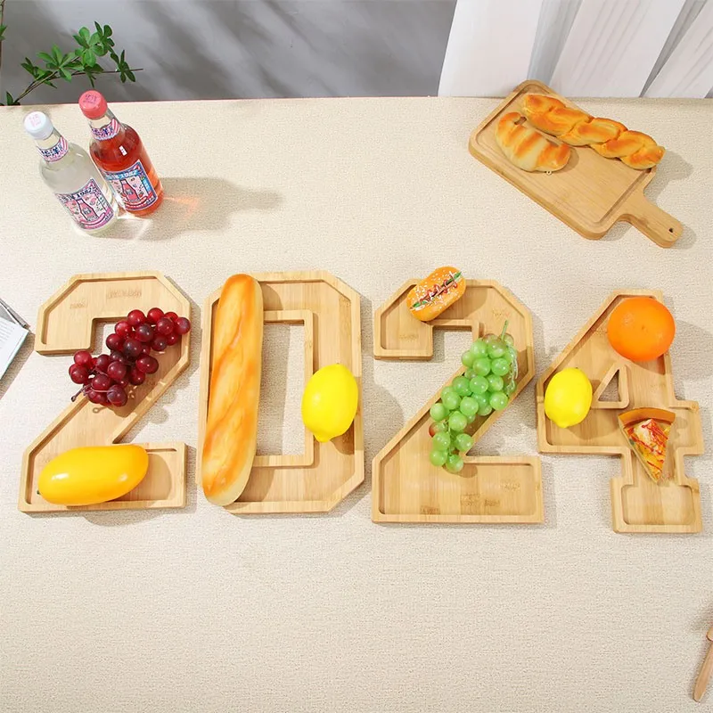 Wooden Digital Tray Home Party Birthday Party Decoration Dessert Plate Fruit Vegetable Cheese Platter Kitchen Cooked Food Plate