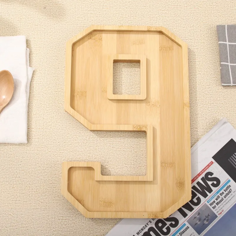 Wooden Digital Tray Home Party Birthday Party Decoration Dessert Plate Fruit Vegetable Cheese Platter Kitchen Cooked Food Plate