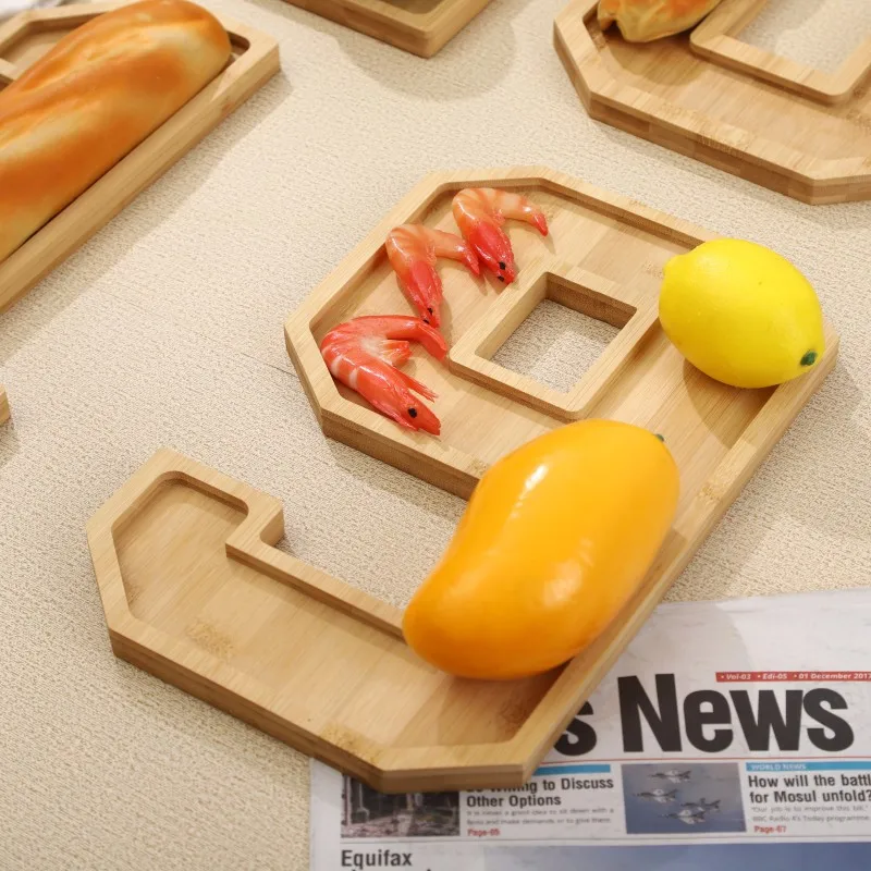 Wooden Digital Tray Home Party Birthday Party Decoration Dessert Plate Fruit Vegetable Cheese Platter Kitchen Cooked Food Plate