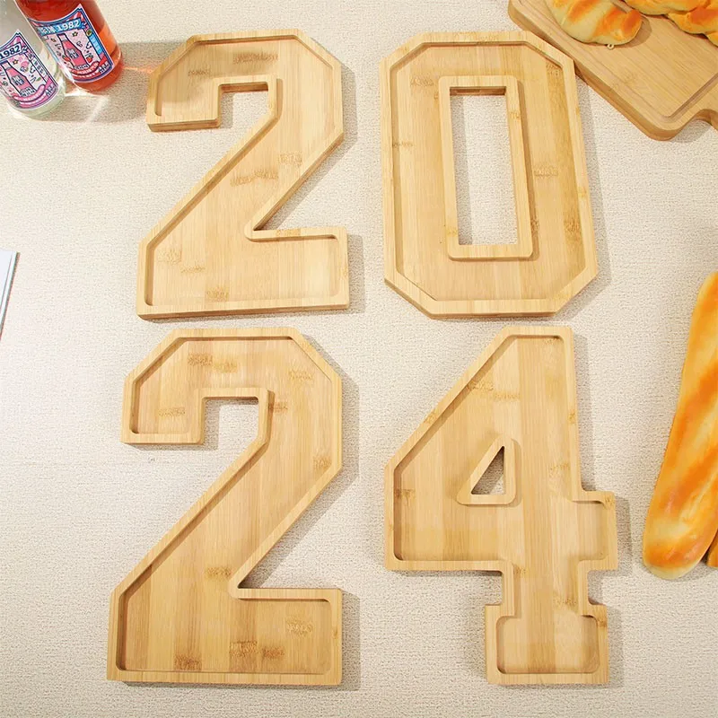 Wooden Digital Tray Home Party Birthday Party Decoration Dessert Plate Fruit Vegetable Cheese Platter Kitchen Cooked Food Plate