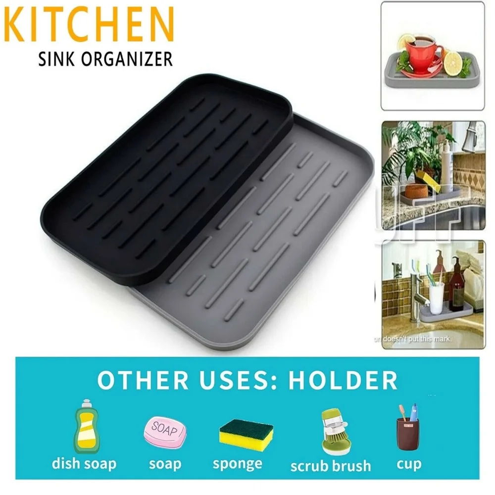 Flexible Silicone Drain Tray Kitchen Sink Organizer Specifications Flexible Part Name Note Package Content Features Silicone