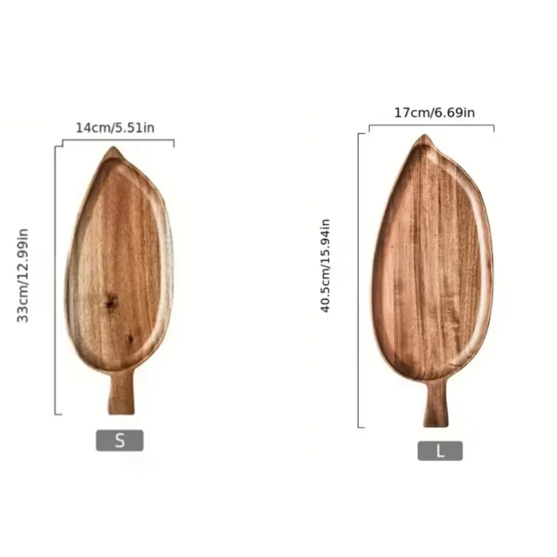 Japanesestyle High-looking Wooden Tray Afternoon Tea Snack Sushi Plating Leaf-shaped Plate Acacia Wood Tea Tray Dining Accessory