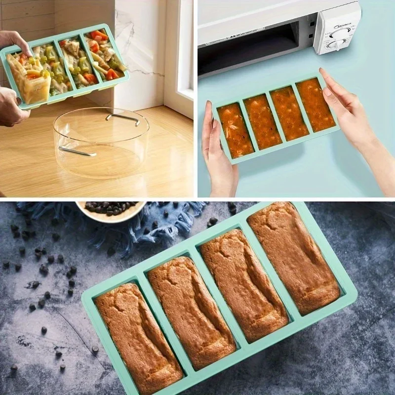 Stackable Silicone Freezer Tray with Lid Durable Storage Container for Soup Broth Sauce Meal Prep