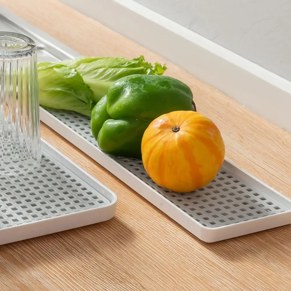 Hot Fruit Dryer Tray Rectangle Tableware Dish Racks Plastic Double-Layer Bowl Tray Drainage Sink Drying Rack.