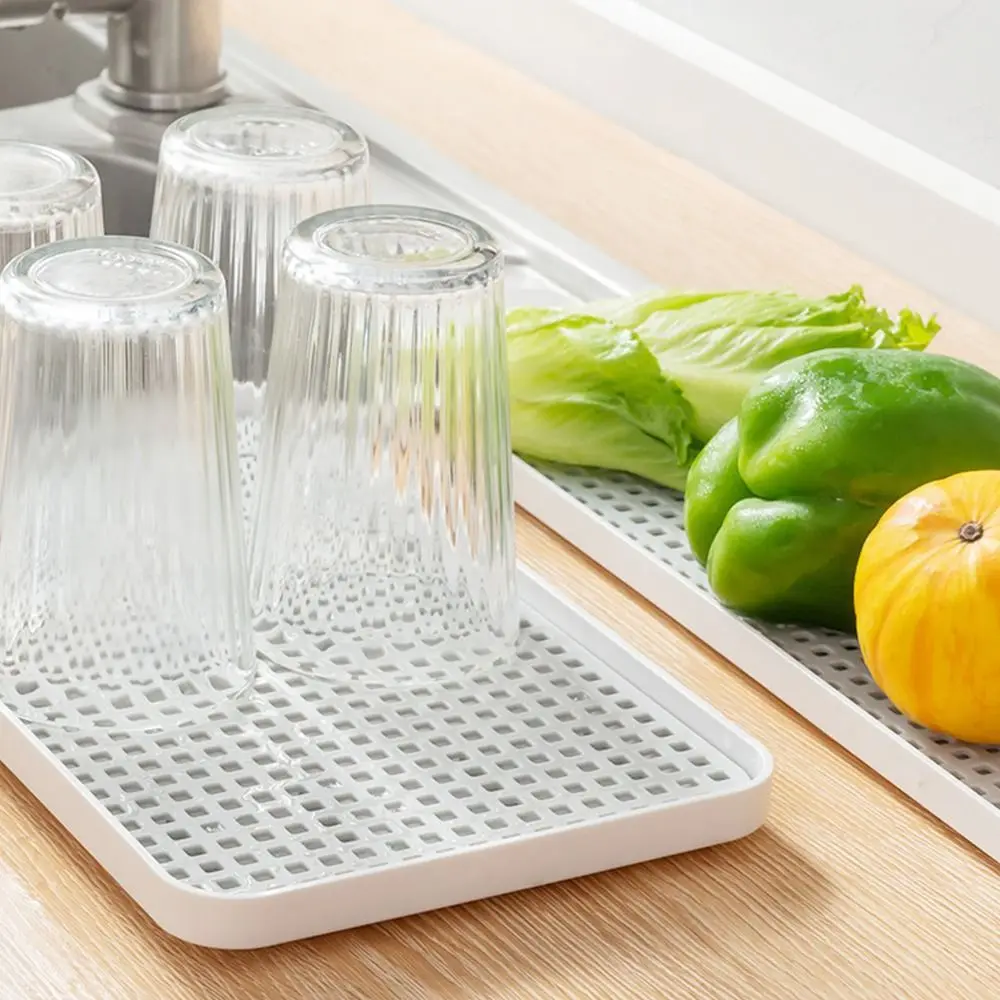 Hot Fruit Dryer Tray Rectangle Tableware Dish Racks Plastic Double-Layer Bowl Tray Drainage Sink Drying Rack.