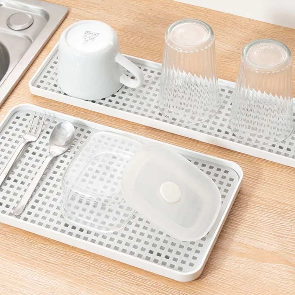 Hot Fruit Dryer Tray Rectangle Tableware Dish Racks Plastic Double-Layer Bowl Tray Drainage Sink Drying Rack.